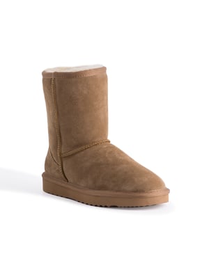 Aus Wooli "Cronulla" Australië Mid Calf Sheepskin Boot, Tan