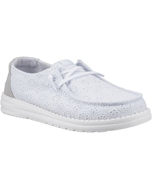 HEYDUDE Wendy Eyelet Lace Katoenmix Vrouwen Antiek Blauw Moccasins Schoenen