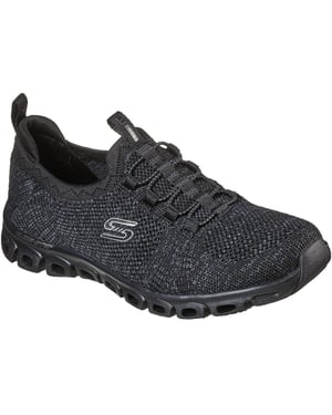 Skechers Glide Step Textiel Dames Zwarte Sneakers