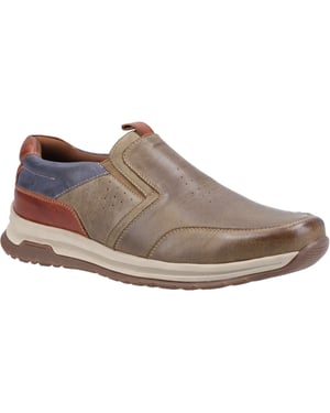 Hush Puppies Cole Leder Heren Kaki/Marine/Tan Leer Mix Instappers