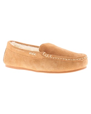 Hush Puppies Annie Mocassin Suède Dames Pantoffels In Tan