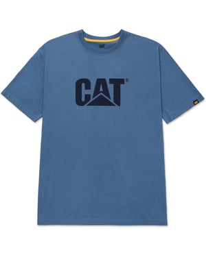 Caterpillar Merkteken Logo Katoenen Heren Blauw Korte Mouwen T-Shirts
