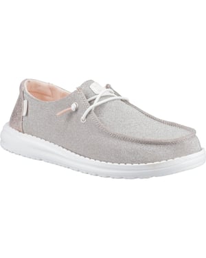 HEYDUDE Wendy Metallic Sparkle Polyester Dames Roségouden Instappers
