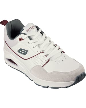 Skechers Uno - Retro One Leren Herenschoenen Wit/Grijs