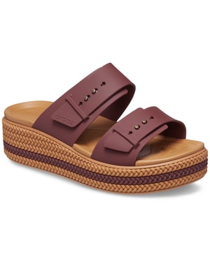 Crocs Brookly Buckle Low Thermoplastische Dames Sandalen in Donker Kleigrijs