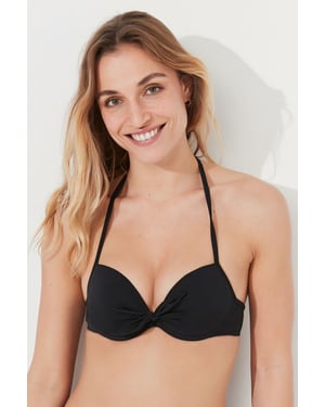 Effen Ondersteuning Halter Bikini Top Met Strik