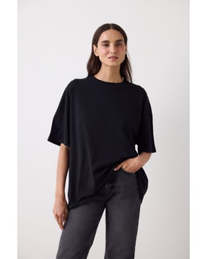 Overmaatse Katoenmix Crew Neck T-Shirt