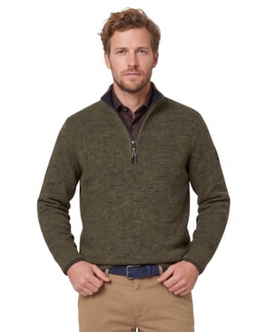 trui Camel Active half zip forest groen katoen
