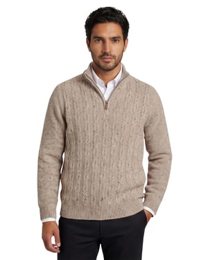 Half zip kabeltrui Fynch Hatton grijs wol