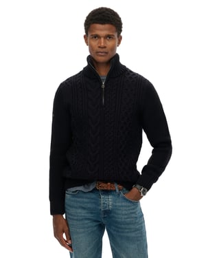 Superdry half zip trui donkerblauw acryl gebreid
