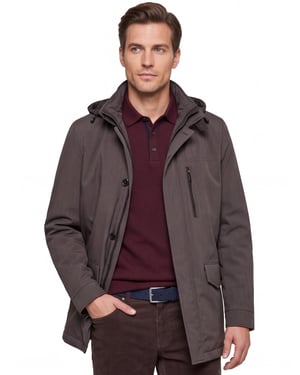 Bugatti winterjas bruin afneembare capuchon polyester