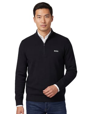 Trui half zip Boss Green Momentum-X normale fit effen zwart
