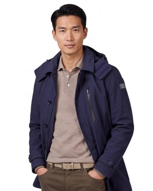 New Zealand winterjas normale fit waterafstotend donkerblauw