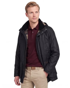 Barbour effen donkerblauw waxjas normale fit