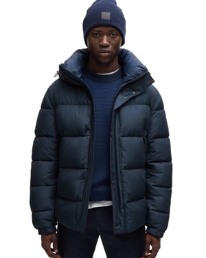 donkerblauw Boss winterjas Omaris gewatteerd
