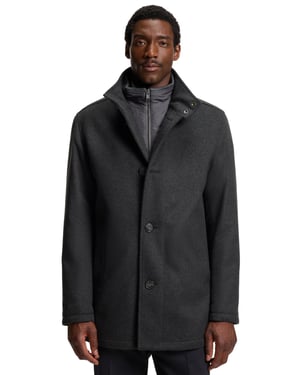 Boss Black H-Coxtan effen grijs winterjas wol normale fit