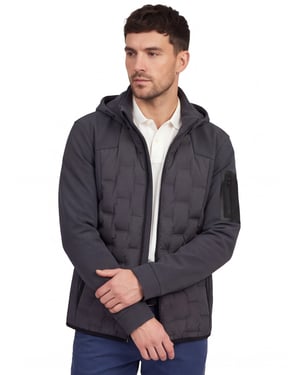 winterjas Boss Green grijs met capuchon