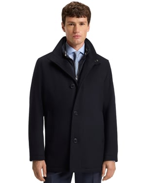 Boss Black H-Coxtan winterjas effen donkerblauw wol normale fit
