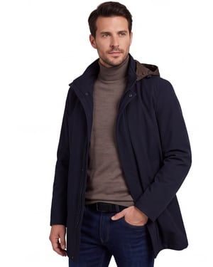 Bugatti winterjas donkerblauw afneembare capuchon polyester