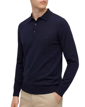 Hugo Boss polo normale fit donkerblauw effen