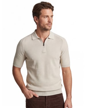 poloshirt Boss Orange kancello rits beige effen