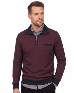 katoenen Casa Moda sweater opstaande kraag aubergine
