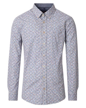 modieus blauw geprint Casa Moda casual fit overhemd