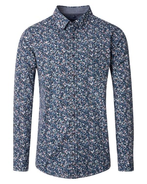 blauw geprint modern Casa Moda casual fit overhemd