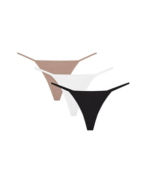 3-Pack Middelhoge Katoenen Thongs