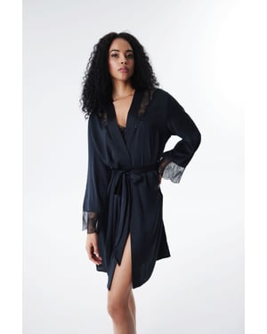 Dames Korte Gebreide Badjas met Strik Taille