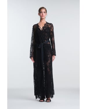 Geborduurde Maxi Robe Met Striksluiting