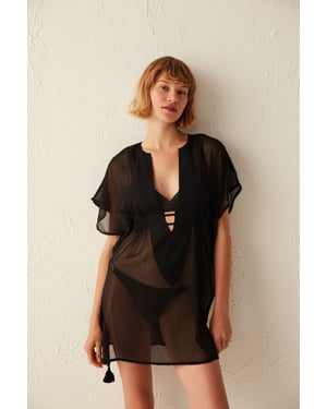 Transparante Mini Kimono Strand Cover-up
