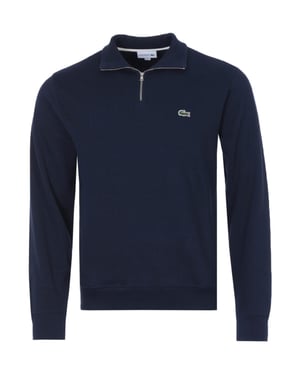 Lacoste katoenen sweatshirt met rits en opstaande kraag voor heren, marineblauw