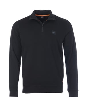 BOSS Logo Patch Duurzame Half-Zip Sweatshirt - Zwart
