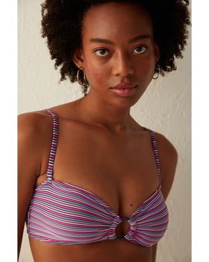 Gestreepte Cut-Out Bandeau Bikini Top