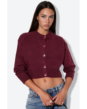 Korte Geribbelde Cardigan met Knopen