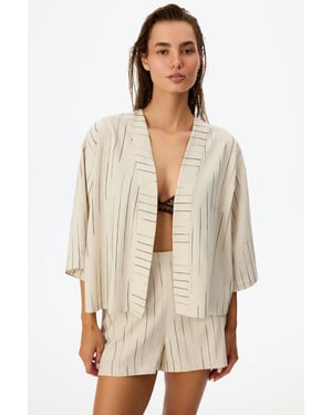 Gestreepte Geweven Mini Strandcover-up