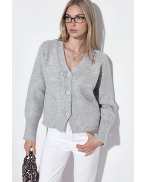 Dames Geribbelde V-hals Knopen Cardigan