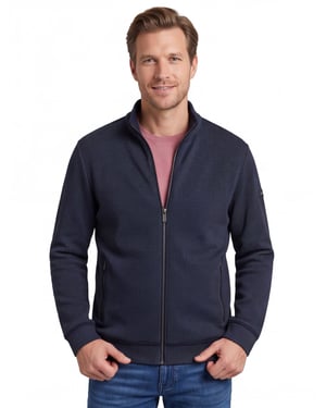 vest Bugatti donkerblauw katoen