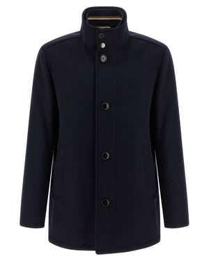 Boss Black H-Coxtan winterjas effen donkerblauw wol normale fit