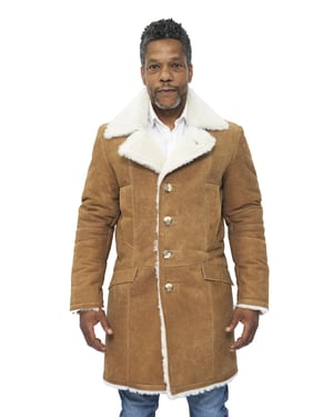 Heren warme schapenvacht trenchcoat-Managua