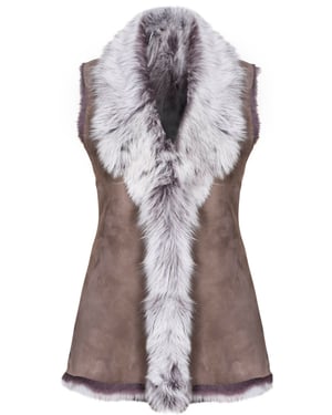 Lange damesbodywarmer van Toscana-schapenvacht-Sorocaba