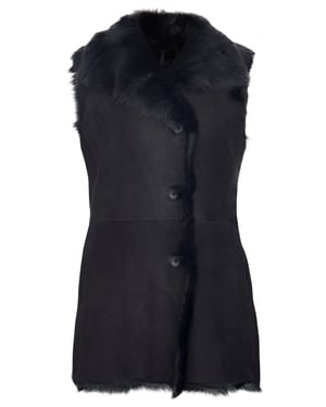 Zwart toscana schapenvacht gilet-manama voor dames