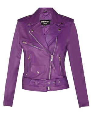 Dames rundleer bikerjack-Mansfield
