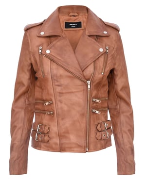 Dames leren Brando bikerjack-Loddon