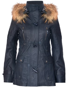 Dames gewatteerde leren parka met capuchon-Northampton