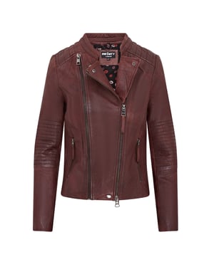 Dames bordeaux leren bikerjack - Delhi