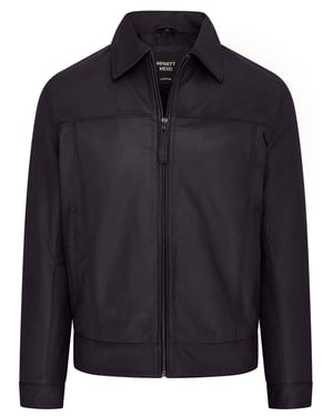 Heren Zwart Retro Klassiek Leren Harrington Bikerjack - Drammen
