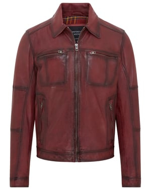 Heren Rood Klassiek Leren Bikerjack - Bettles