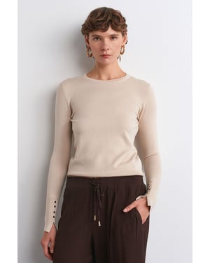 Geribbelde Crew Neck Slim Fit Trui